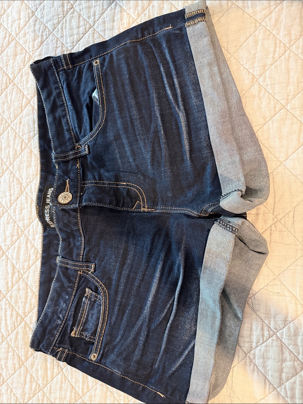 Express Dark Blue Denim Cuffed Women’s Shorts